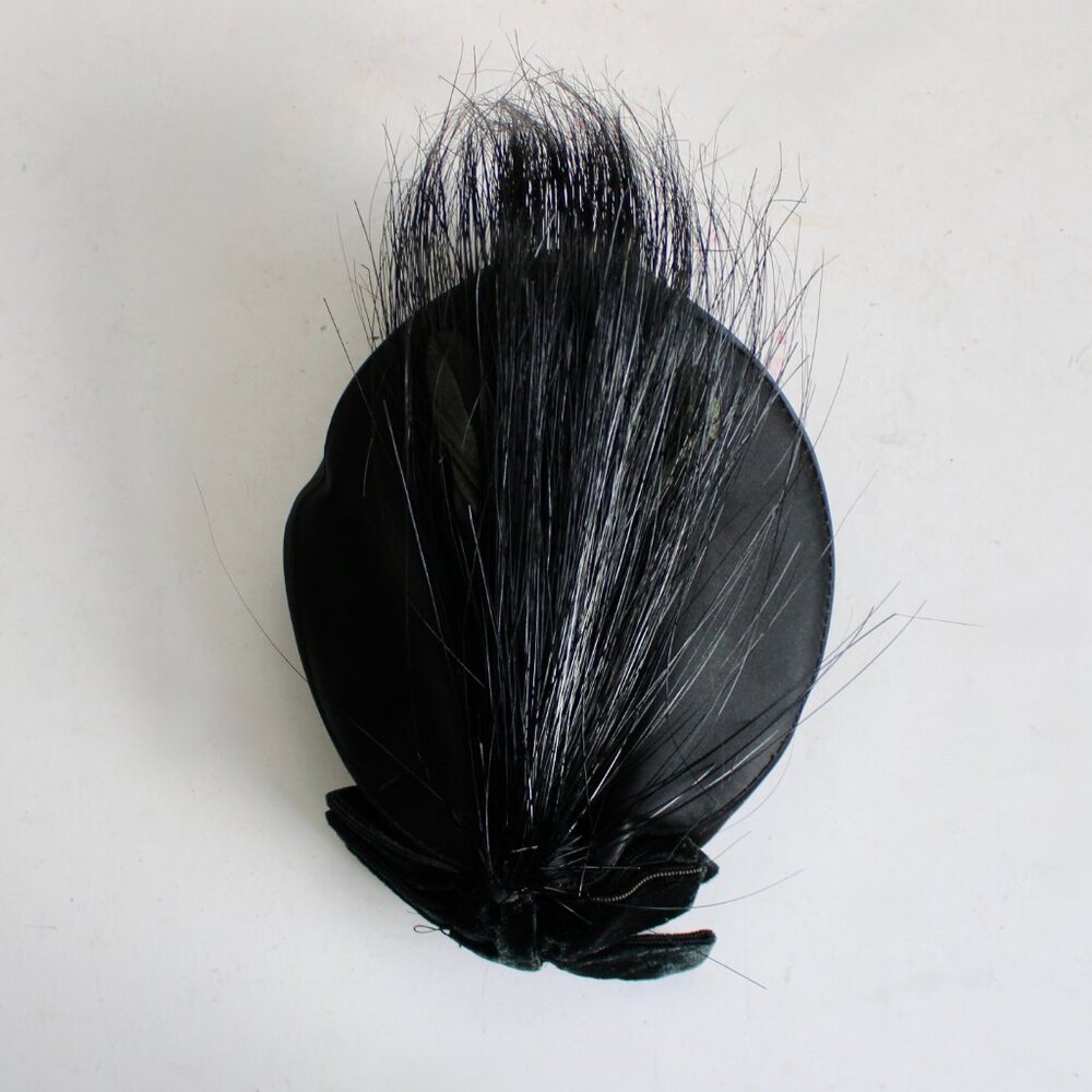 Miss Sally Victor Women's Vintage 1950's Black Feather Satin Pillbox Hat - Picture 3 of 5